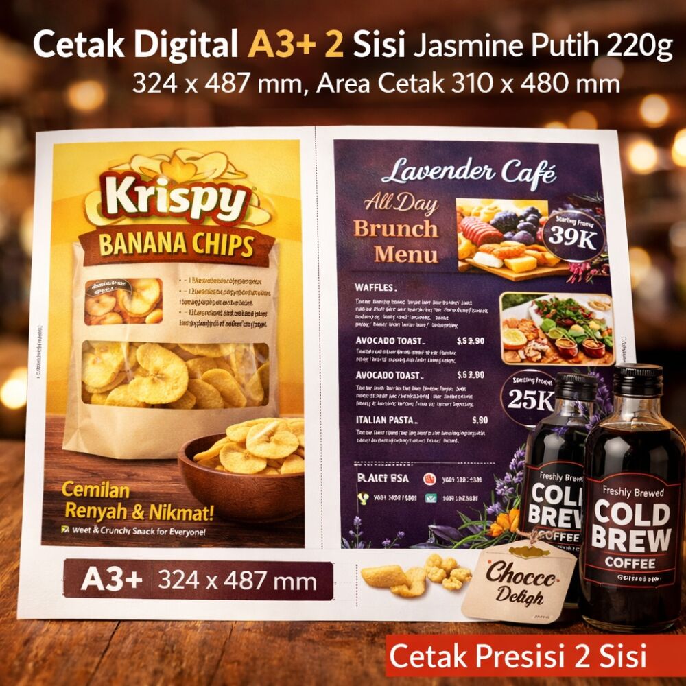 Cetak Digital A3 2 Sisi Jasmine Putih 220g
