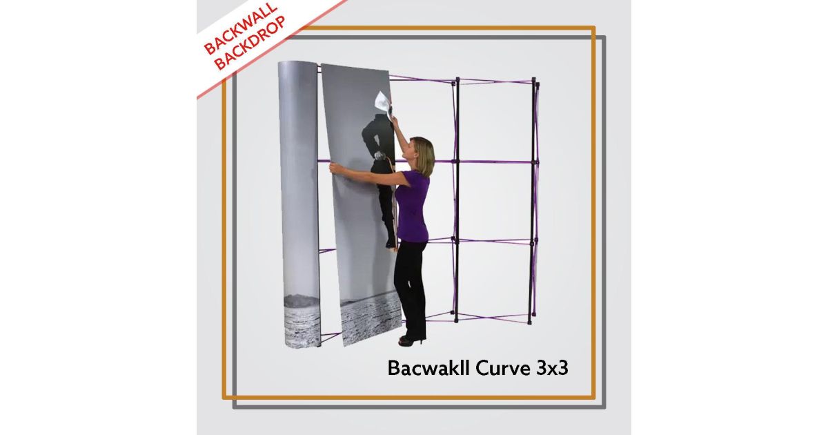 Backwall Portable 3x3 Curve Laminasi Glossy