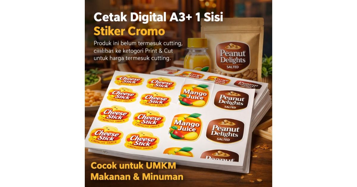 Cetak Digital A3+ 1 Sisi Stiker Cromo