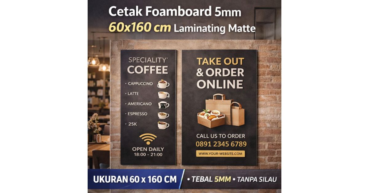 Cetak Foamboard 5mm 60x160 cm Laminating Matte