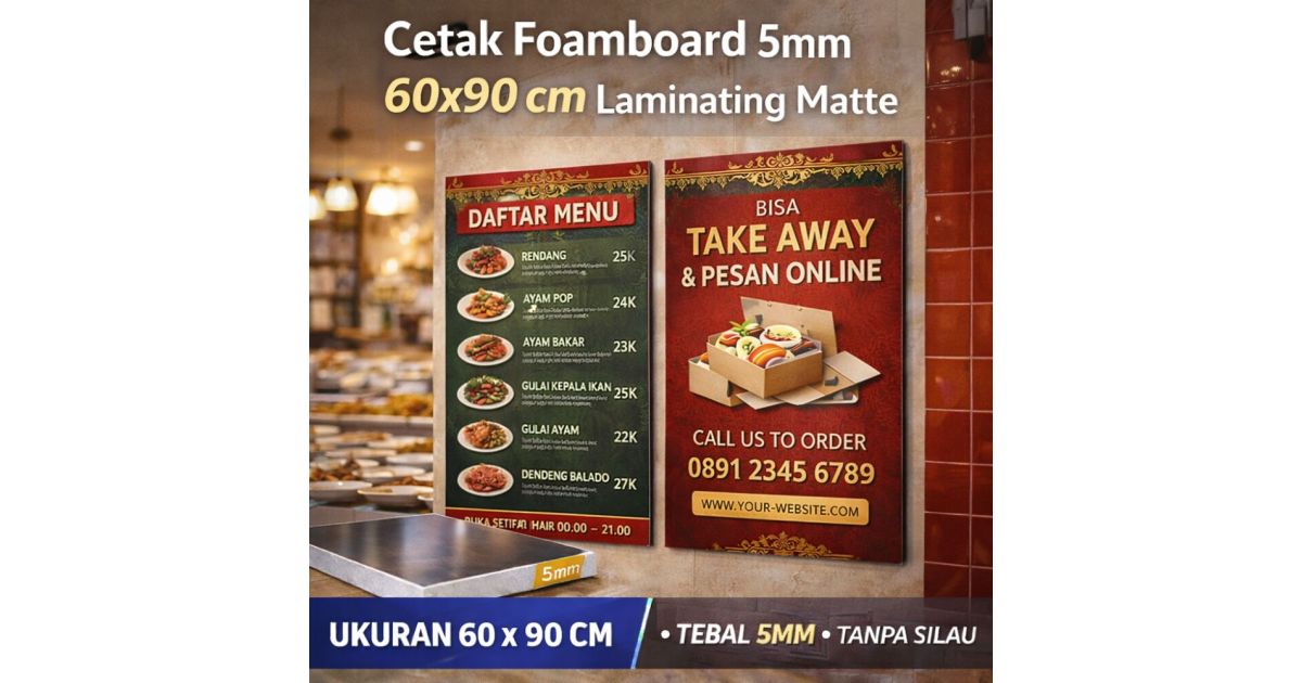Cetak Foamboard 5mm 60x90 cm Laminating Glossy
