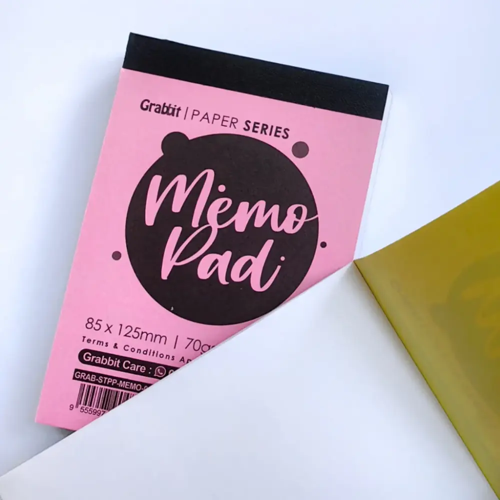 Memo Pad Custom 12x15 cm – 50 Lembar HVS 80g Polos + Cover Art Carton 260g